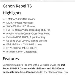 Canon T5 description
